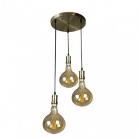 Distribuidor - Lâmpadas Diversas | Lâmpadas Modernas | LAMPARA SIRA 3XE27 CUERO/AMBAR BOMBILLAS INCLUIDAS 24W 3000K 1920LM REGX36X36 CM Ref: 167583014